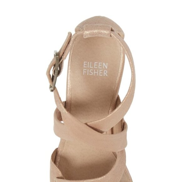 EILEEN Fisher "Patsy" Light Gold Block Heel Sandal - Picture 8 of 9